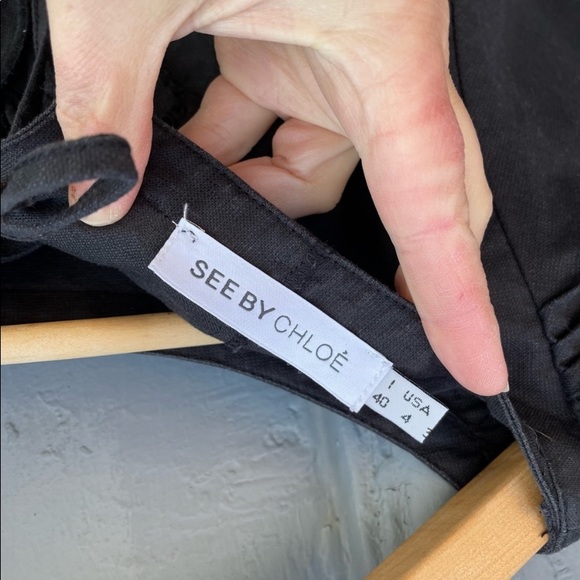 See by Chloe black cotton/Linen Dress MINI - Picture 8 of 11